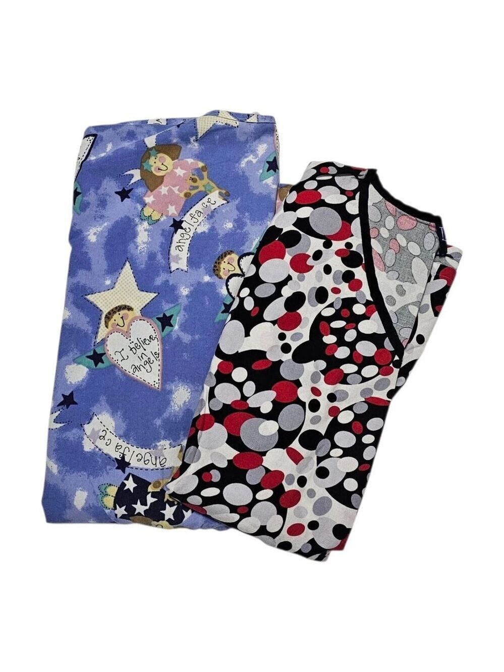 Scrub Tops Size Large Mixed Brands Colorful Angels Polka Dot